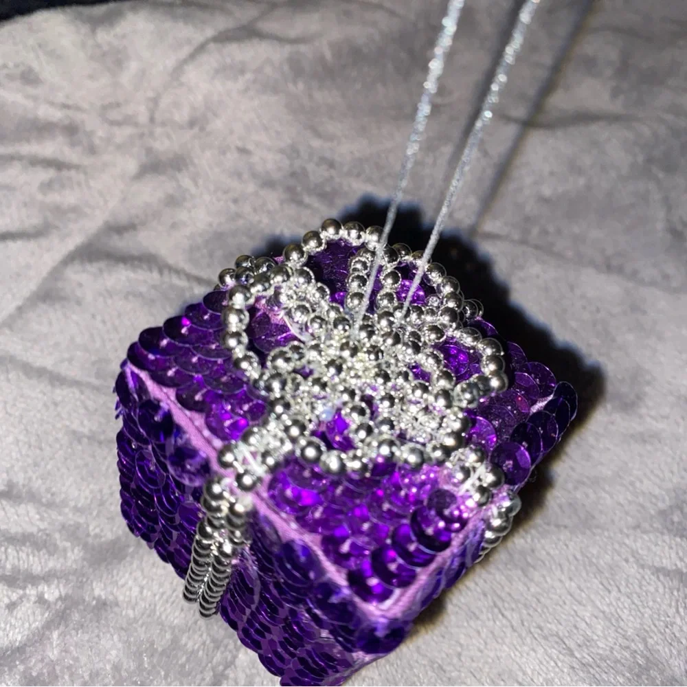 Purple Sequin‎ Jewelry Ring  Box / Christmas ornament